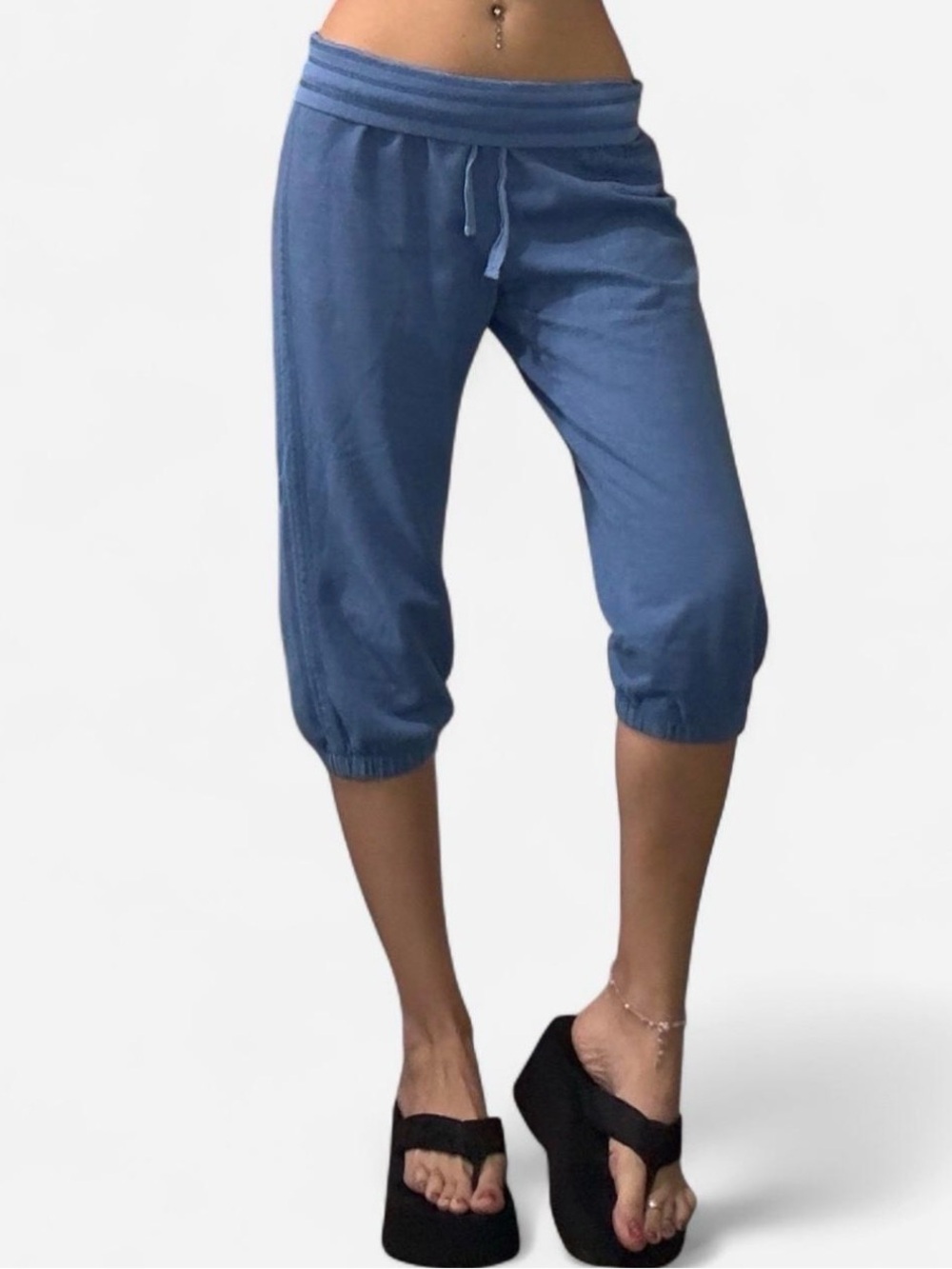 Y2K Lounge Women’s Drawstring Capris - Blue